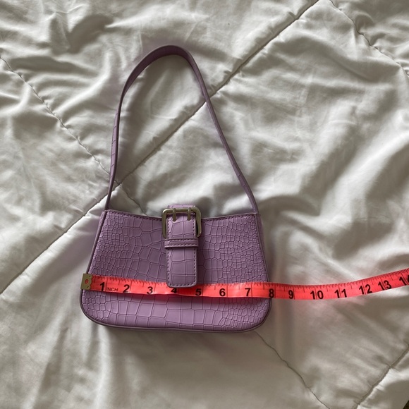PrettyLittleThing Lilac Croc Buckle Front Shoulder Bag | Purple Purse - Picture 11 of 15